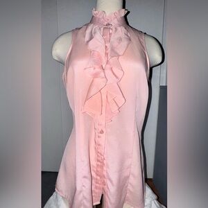 The Limited women’s top size L, button down, sleeveless, cute ruffle design